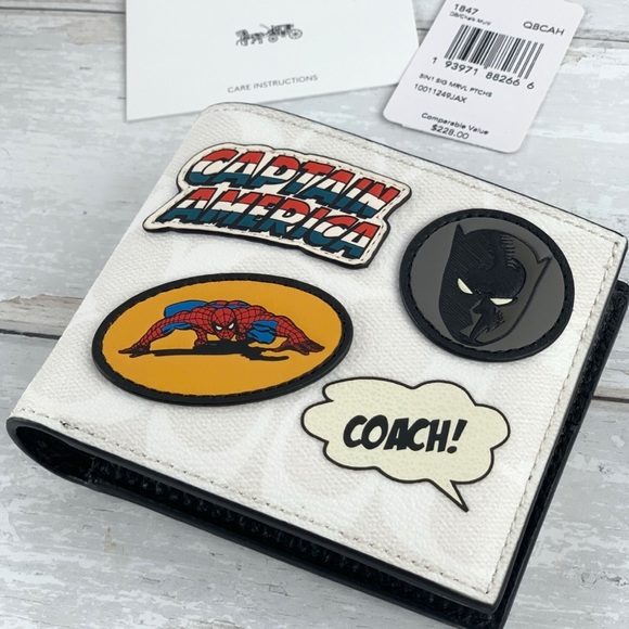 COACH | MARVEL Men’s 3-in-1 Wallet With Patches - Picture 13 of 16